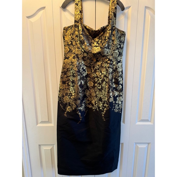 Adam Lippes Dresses & Skirts - $3400 Adam Lippes Ginza Dress Lacquer Jacquard Black Gold Floral Metallic Sz 12